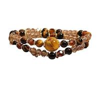 Natural Tiger's Eye Double-Loop Bracelet For Women Lucky Crystal Jewelry | Stylish double-loop design with natural tiger's eye for positive energy.