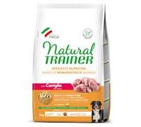 Natural Trainer Chien Sensitive Medium Adult Lapin 3kg, aliment sec complet pour chiens adultes de taille moyenne et grande, goût lapin, monoprotéine, sans gluten, lot de 3 kg.