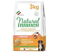 Natural Trainer Chien Sensitive Medium Adult Saumon 3kg, Aliment sec complet pour chiens adultes de taille moyenne et grande, goût saumon, monoprotéine, sans gluten, lot de 3 kg.
