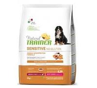 Natural Trainer Chien Sensitive Medium Puppy Saumon 3 kg, Aliment sec complet pour chiens chiots de taille moyenne et grande, goût saumon, monoprotéine, sans gluten, lot de 3 kg.