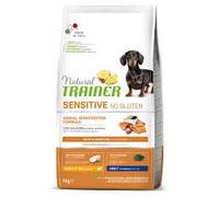 Natural Trainer Chien Sensitive Small Adult Saumon 7 kg, Aliment sec complet pour chiens adultes de petite taille, goût saumon, monoprotéine, sans gluten, lot de 7 kg.
