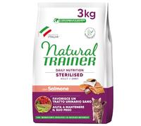 Natural Trainer Croquettes pour Chat Adulte Stérilisé Saumon Fibre de Pis 3 kg