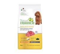 Natural Trainer Dog Small Adult Boeuf et Riz 2 kg, Aliment sec complet pour chiens adultes de petite taille, goût boeuf et riz, lot de 2 kg.