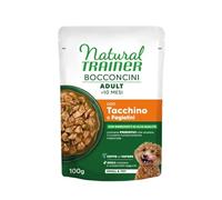 Natural Trainer Humido Chien Goût TACCHINO, douces friandises pour chiens adultes de toutes tailles et races, aliment complet pour chien | 12 sachets de 100 grammes chacun.