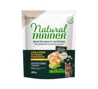 Natural Trainer Selected Quality Nutrition Adult Chat, aliments secs pour chats adultes stérilisés de toutes tailles, sans céréales, goût poulet | 2 paquets de 300 grammes chacun.