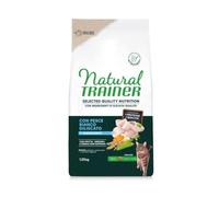 Natural Trainer Selected Quality Nutrition Adult Chat, nourriture sèche pour chats adultes stérilisés de toutes tailles, sans céréales, goût poisson blanc 1,25 kg.