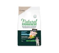 Natural Trainer Selected Quality Nutrition Adult Medium Chien, nourriture sèche pour chiens adultes de grande taille, goût poisson blanc déshydraté 10 kg.