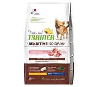 Natural Trainer Sensitive No Grain Nourriture pour Chiens Petit et Jouet avec Porc et Pommes de Terre - 2 kg