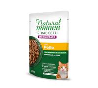 Natural Trainer Strucetti Aliments Humides pour Chats Adultes Stérilisés - Bouchures en Sauce au Poulet 24 x 85 g