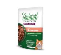 Natural Trainer Strucetti Aliments Humides pour Chats Adultes Stérilisés - Bouchures en Sauce au Saumon 24 x 85 g