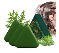 Natural Triangle Shampoo Bar for Hair, Organic Green Soap Shampoo Bar, barre de shampooing voluminante avec, refroidissant et renforce les cheveux pour les femmes et les hommes (3pc)