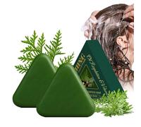 Natural Triangle Shampoo Bar for Hair, Organic Green Soap Shampoo Bar, barre de shampooing voluminante avec, refroidissant et renforce les cheveux pour les femmes et les hommes (2pc)
