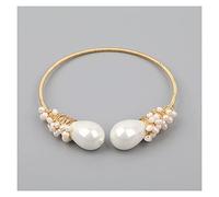 Natural Turquoises Chunky Beads Open Cuff for Women Baroque Pearl Beads Open Bangle Jewelry