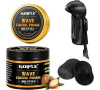 Natural Wavy Pomade For Men With Strong Holding,Easy To Clean-Promotes Hydration,Includes 2 X Men's Waves Brush & 1 X Durag Satin For Perfect Waves 360