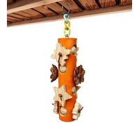 Natural Wood Chewers, Parrot Foraging Toy, 1.6x10.4 inches Bird Perch with Chain, Durable Timber Grinding Block, Colorful Hanging Ornament with Vibrant Style, Garden Accessory for Macaw Parakeet