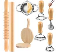 Natural Wood Pasta Maker Kit - Tapered Rolling Pin & Spaghetti Cutter Set, Manual Dumpling Wrapper Maker for Kitchen, Authentic Household Cooking Supplies for Families & Gatherings
