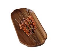 Natural Wood Serving Tray, Food & Cheese Board, Wooden Tray for Party BBQ Kitchen, Solid Wood Construction, Home Dining & Coffee Table Accessory, Living Room Entryway Lunch Dinner