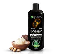 Natural Wunderz African Black Soap Body Wash 12 oz - Nettoyant vgtalien sans sulfate avec beurre de karit - Gel douche dtoxifiant apaisant po