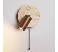 Natural Yellow Travertine Wall Sconces Switch - Adjustable Wood Lamp for Cozy Indoor Lighting(Walnut)
