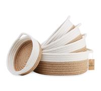 Naturalcozy 5 pieces rondes petits paniers tisses set- coton paniers de corde pour l'organisation! Montessori jouets fruits a distance bol a plat