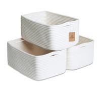 NaturalCozy Lot de 3 paniers de rangement pour tagres 13,5 x 8,5 x 5,5 | Petits paniers tisss en corde de coton pour l'organisation | Petits b