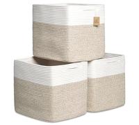 NaturalCozy Paniers de rangement cubiques Kallax (blanc cassé et marron mélangé)