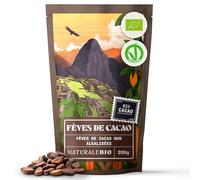 NaturaleBio Fèves de Cacao Cru Bio 200g. Organic Raw Beans. Naturel et pur. Produit dans des régions tropicales par la Plante Theobroma. Source de Magnésium, Manganèse et Phosphore