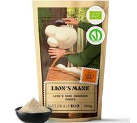 NaturaleBio Hericium Poudre Bio 200g | 100% Bio, Vegan, Sans Gluten | Favorise la Fonction Cognitive, la Santé Intestinale & Immunitaire | Riche en Composés Bioactifs | Facile à Consommer