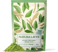 NaturaleBio Matcha Latte 80g - Mélange Fonctionnel de Matcha Latte Bio avec Matcha Japonais, Protéine de Riz, Inuline et MCT. Végan, Riche en Protéines et en Fibres, Sans Produits Laitiers