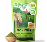 NaturaleBio Moringa Oleifera Bio en Poudre - Qualité Premium - de 400g. Organique, Naturel et Pur. Feuilles de la Plante du Moringa Oleifera.