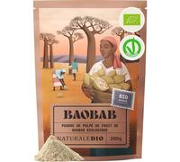 NaturaleBio Poudre de Baobab Bio Source de Vitamine C | 200 g. Poudre de pulpe de baobab africain, riche en fibres, pour smoothies, bowls, jus et petits-déjeuners.