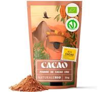 NaturaleBio Poudre de Cacao Bio 1kg. Non Sucré, Naturel et Pur à partir de Fèves Crues. Produit par la Plante Theobroma. Source de Magnésium, Manganèse et Phosphore. Testé pour les Métaux Lourds
