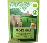 NaturaleBio Poudre de Feuilles de Moringa Oleifera Bio | 400 g. Poudre de feuille de Moringa oleifera, riche en fer et calcium, pour smoothies, jus et bowls.