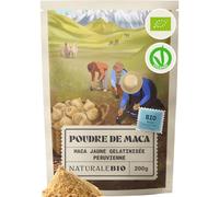 NaturaleBio Poudre de Maca Gélatinisée Bio du Pérou | 200 g. Poudre de maca péruvienne gélatinisée pour smoothies, shakes, porridge et pâtisserie.