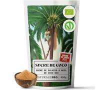 NaturaleBio Sucre coco 450 g. Édulcorant brut et naturel sans produit chimique. Délicieuse alternative au sucre, saine et nutritive. Index glycémique faible. Source d'inuline pour la santé digestive.