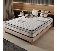 NATURALEX - Matelas Visco-Carbone 140x200 cm - Soutien Mousse à mémoire de Forme - Accueil Blue Latex - Confort Mi-Ferme - Couchage Indépendant - Premium - Thermorégulateur - 7 Zones - Réversible