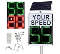 Naturalpowev Panneau de limitation de Vitesse Radar Solaire, 60 x 90 cm, en Aluminium, alimenté à l'énergie Solaire, pour Rues, Quartiers, Routes, écoles et parkings. Télécommande Incluse White