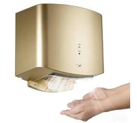 Naturalpowev Sèche-Mains Automatique Compact 1250W Montage Mural, Sec en 10 Secondes, Séchage Rapide Électrique Haute Vitesse pour Maison ou Usage Commercial Gold
