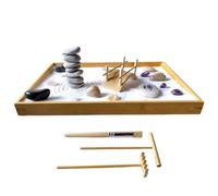 NATURALTOUCH Kit de jardin zen miniature japonais sur le thème de la pierre naturelle - Fabriqué en matériaux naturels dans un emballage respectueux de l'environnement - Idéal pour la méditation, la