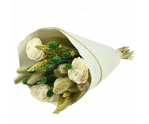 NATURALYS-Bouquet de fleurs séchées Naturalys Sola S vert et blanc - 50 cm