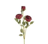 NATURALYS-Fleur artificielle en papier tige avec 3 roses en bouton coloris rouge - H 61 cm