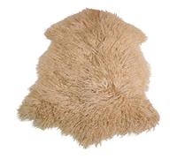 Naturasan Peau de mouton du Tibet soyeuse et douce de qualité supérieure, Véritable peau d'agneau tibétain, beige, 85 -90 cm lang