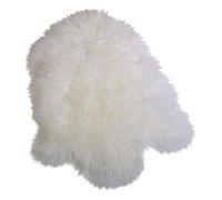 Naturasan Peau de mouton du Tibet soyeuse et douce de qualité supérieure, Véritable peau d'agneau tibétain, Blanc., 85 -90 cm lang