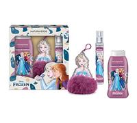 Naturaverde | Enfants - Disney La Reine des Neiges - Coffret cadeau Pon Pons, shampoing et après-shampooing 250 ml et laque pailletée 75 ml, avec porte-clés pompon