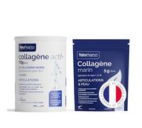 NaturAvignon Lot de 2 Collagènes Marins Hydrolysés | Articulations, Cartilages, Tendons, Os, Peau | Types 1, 2 & 3 | Vitamine C, D3, K2, Zinc, Calcium | Poudre | Fabriqué en France