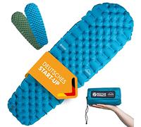 NATURBUMMLER® Matelas isolant ultra léger [Cloud Nap+] Matelas gonflable de camping (195 x 56 cm) - Résistant aux intempéries et pliable - Pour trekking, randonnée, festival, voyage (bleu ciel)