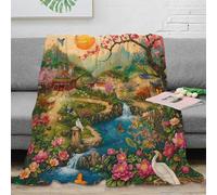Nature 3D Imprimée Plaid Microfibre Décoration Maison Fleurs Oiseau Couverture Canapé Chambre Tous Âges 50x60(127x152cm)