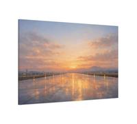 Nature Airport Runway Orange Sunset - Canvas Wall Art Print 48×32 inch (120×80 cm) - Horizontal / 1.25 inch (3 cm)