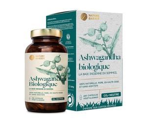 Nature Basics® Ashwagandha bio durable en pot | 180 gélules hautement dosées & pures | 600mg par gélule & 1.800mg par dose journalière | Complément alimentaire ayurvédique | Neutre en CO2