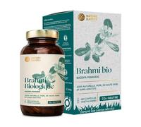 Nature Basics® Brahmi bio en bocal | 180 gélules végétaliennes - 3 mois d'approvisionnement | 1.000mg de poudre de brahmi bio par dose journalière | Neutre en CO